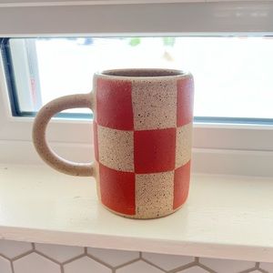 Chelsea Faith checkered coffee mug